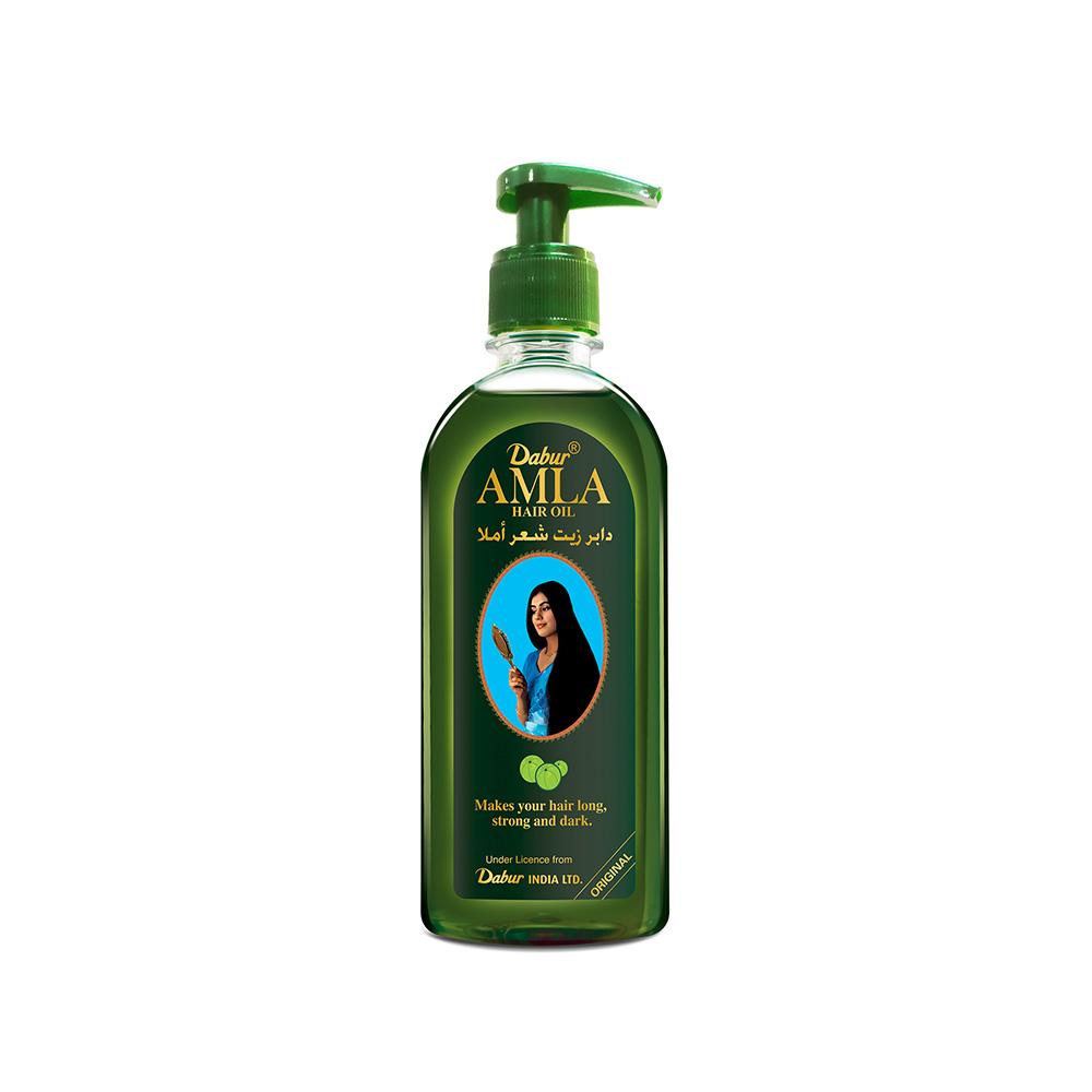 Pour cheveux longs, forts et foncés - 200 ml + pompe. Huile capillaire Dabur Amla facile à utiliser avec pompe | Enrichie en amla, huiles naturelles et vitamine C.