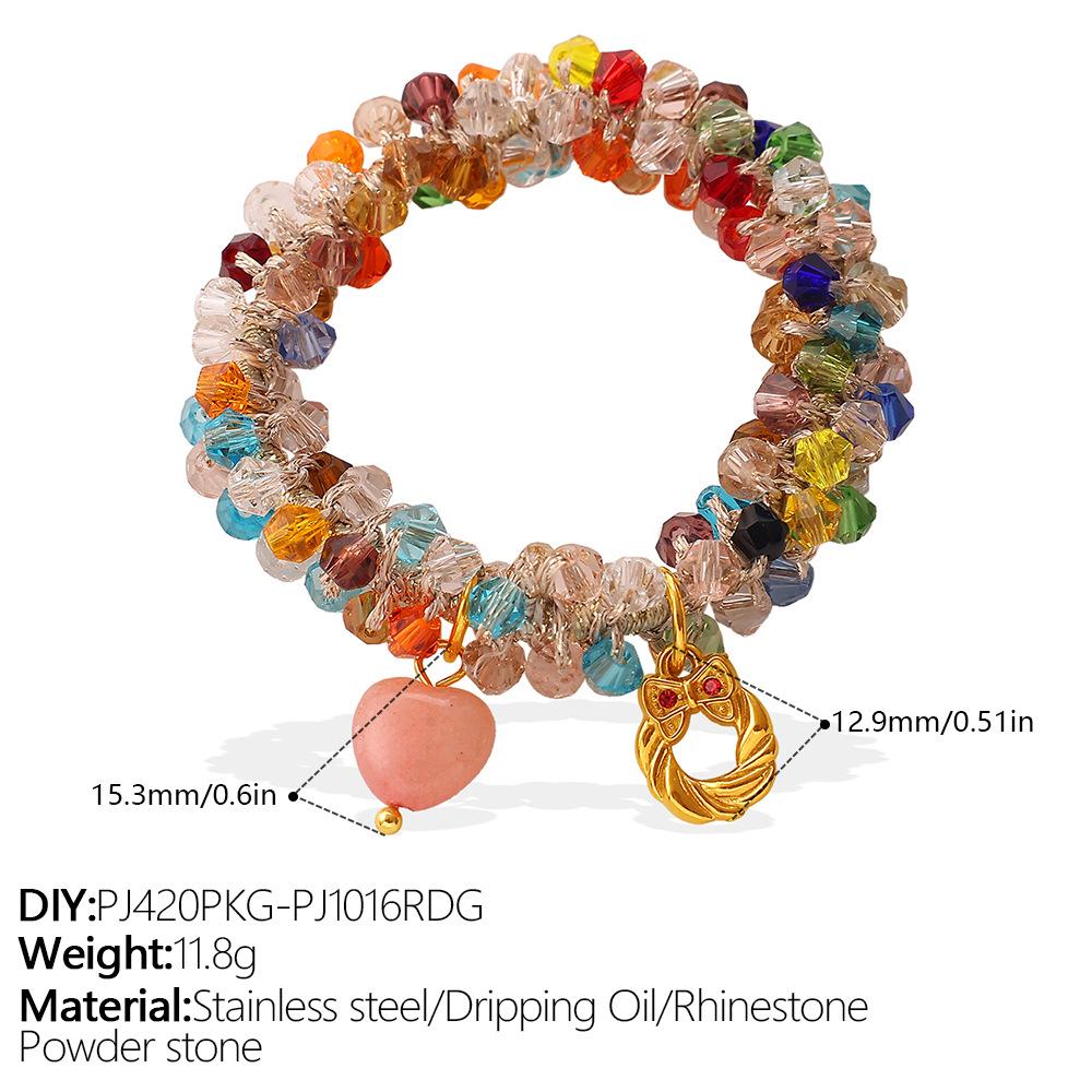 New Sweet Dopamine Color Crystal DIY Peach & Pineapple Pendant Hair Tie, Hair Accessories for Women