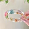 Resin Acrylic Bangle Bohemian Big Cuff Bangle Unique Natural Dried Flower Bracelet  Girls