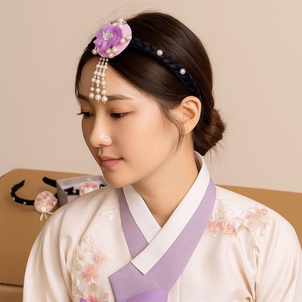 Tassels Hanbok Hairband Flower Stage Dance Hair Hoop Fashion Korean Headband Ladies