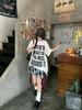 Women's Plus Size Retro Letter Print Cotton T-Shirt - Loose Fit, Trendy Streetwear