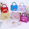 girls Grid Mini Crossbody Fresh Sweet PVC Jelly Bag Wholesale Foreign Trade Crossbody Purse With Lock Buckle Chain Candy Color