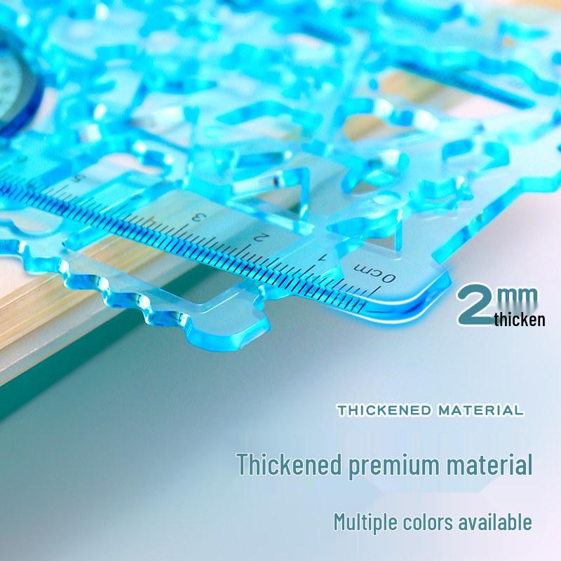 Multifunctional Kaleidoscope Ruler Set: Magic Hand-Painted, Thick Template, Straight Ruler, Protractor for Drawing and Painting