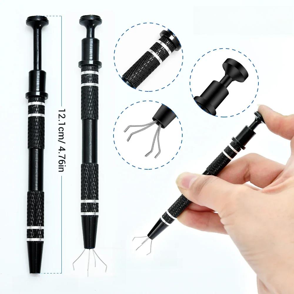 Electronic Component Grabber Four Claw IC Chip Extractor Screw Picker Tweezers Pick Up Tool Metal Grabber Repair Hand Tool
