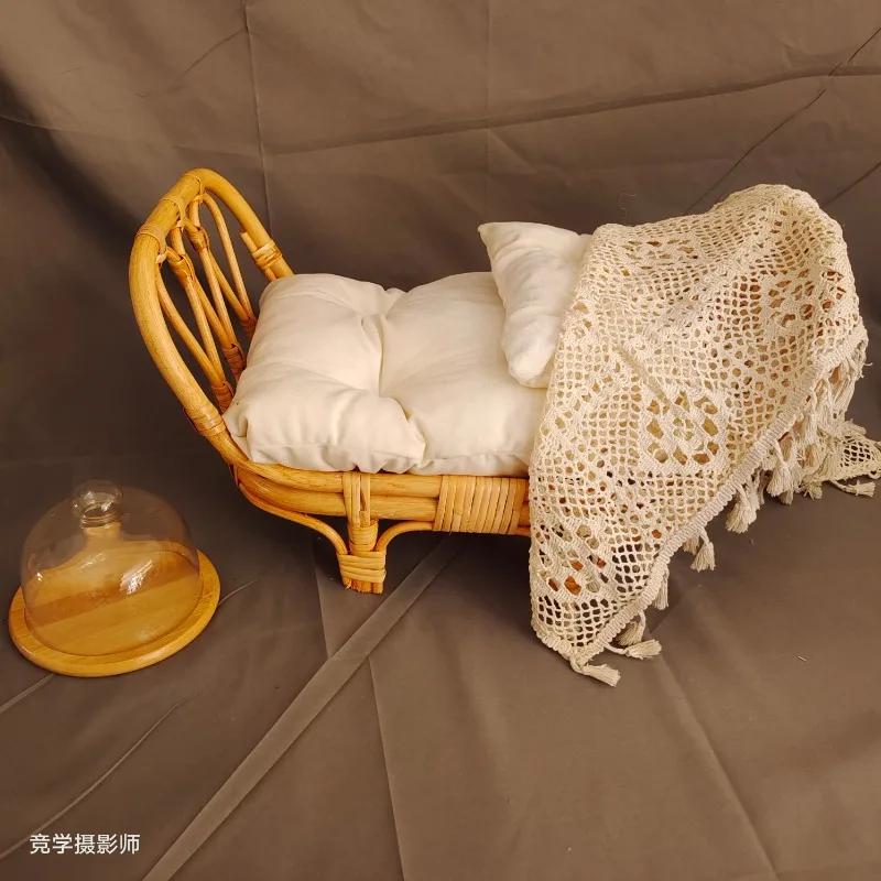 Vintage Handmade Newborn Photography Basket-Baby Chairs & Doll Bed Props for Boys & Girls Perfect for Newborn Baby Photoshoot