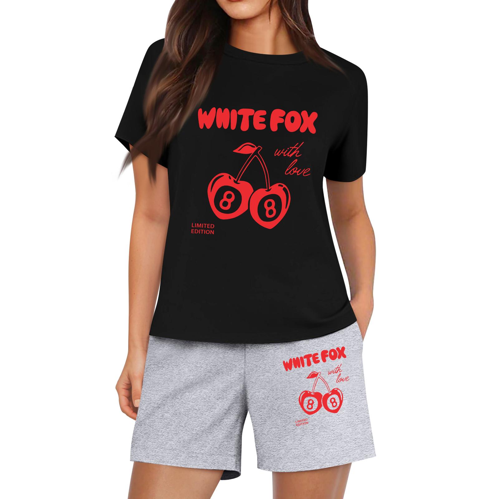 

Женские повседневные свободные футболки с принтом и шорты, комплект L чёрный