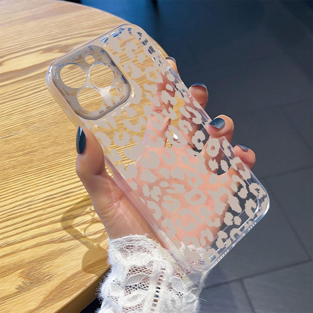 For iphone 13 Pro Max 11 12 Pro White Leopard Marble Artistic Women Phone Case Transparent Clear Silicone Shockproof Soft Cover