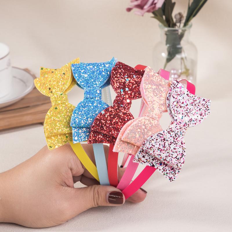 5 Stück Mädchen Haarschleifen Stirnbänder Glitzer Schleifen Haarbänder Mode Kinder Kinder Zähne Plastik Stirnband Mädchen Kinder Haaraccessoires
