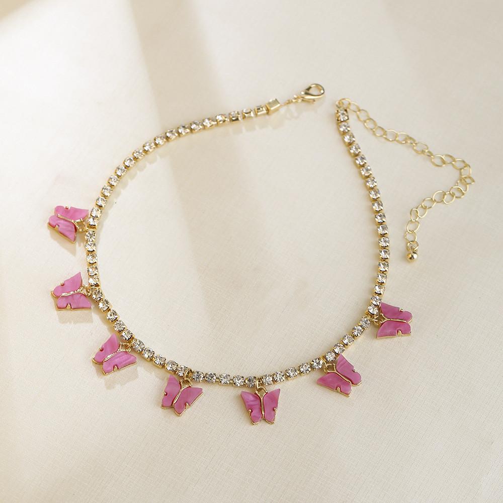 Snygg Flerfärgad Fjärilshänge Halsband Trendig Minimalistisk Choker För Kvinnor
