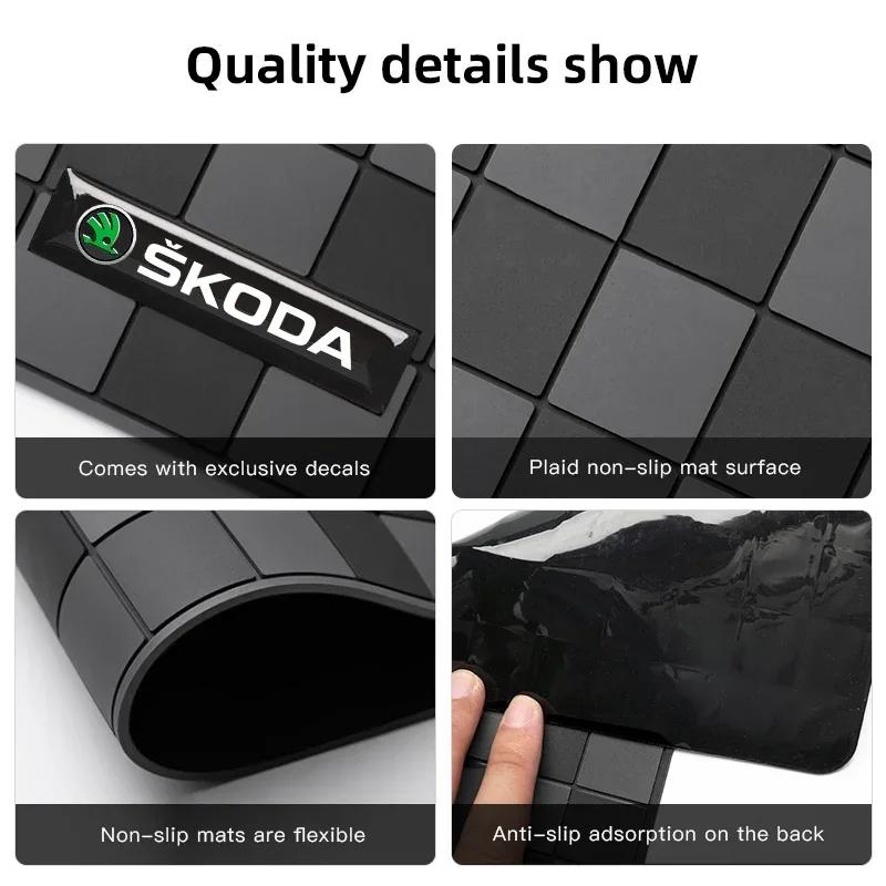 Car Dashboard Anti Slip Pad Phone Ornaments Storage Mat For Skoda Enyaq Fabia Superb Yeti Octavia Rapid Kodiaq Kamiq Karoq Vrs HJ1