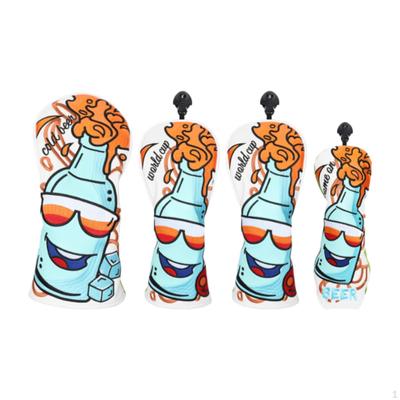 4Pcs Golf Club Head Cover Wood Headcover Cue Protect Case Waterproof PU Protective Sleeve