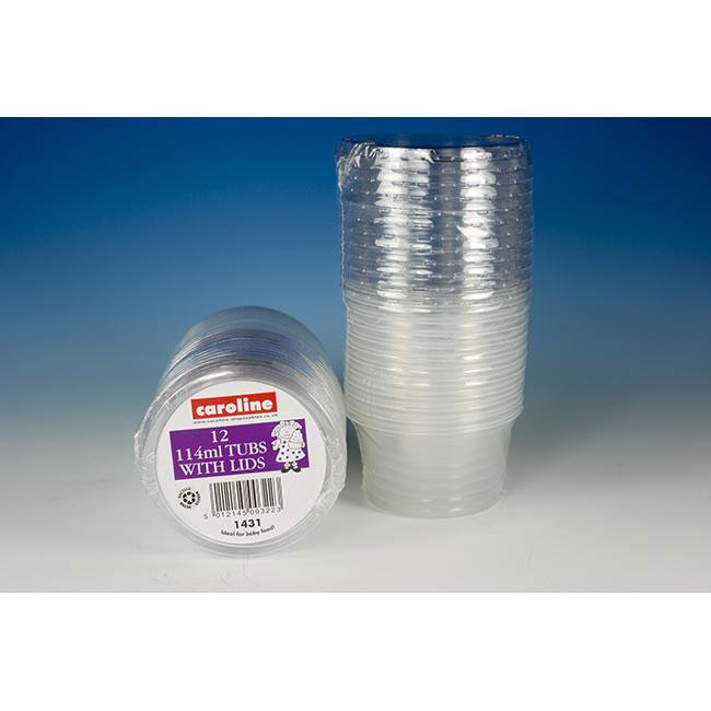 Caroline Round Plastic Tub with Lid 114ml / 4oz 12pk 1431