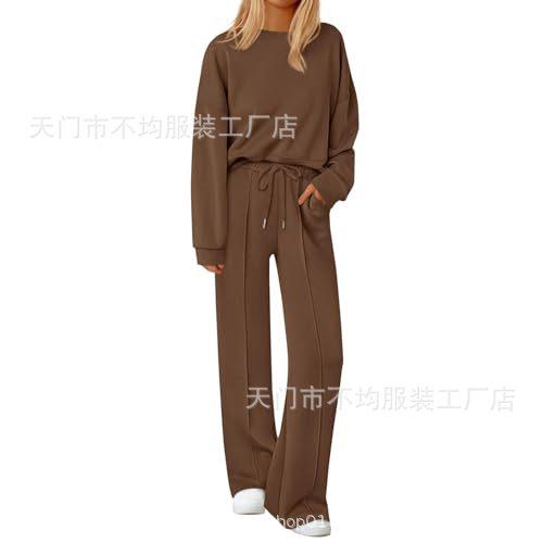 European and American women's clothing is popular, autumn and winter knitted sweater wide-leg pants casual two-piece set