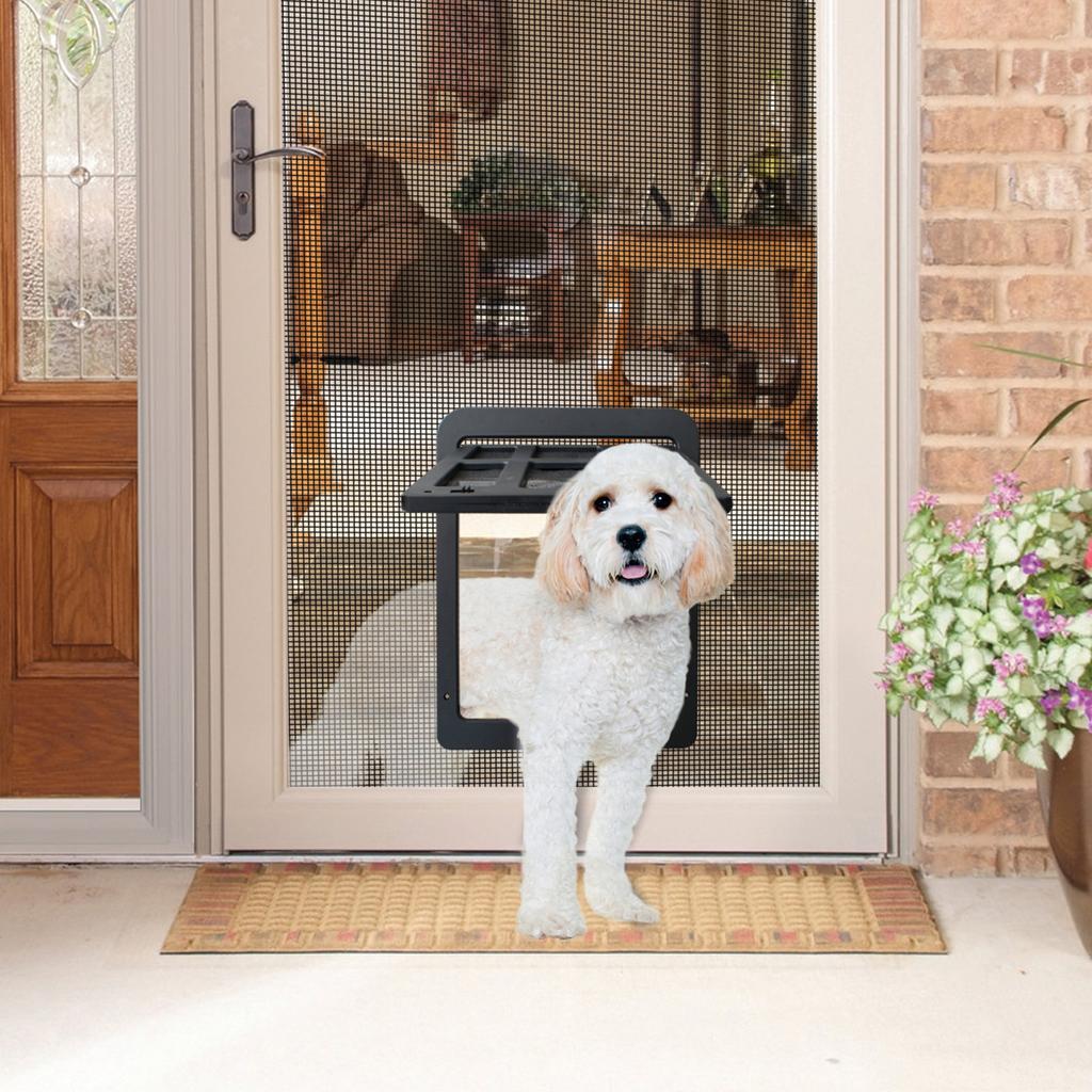 Pet Screen Door Dog and Cat Flap Door for Screen Door In Out 2Way Locking Pets Doors