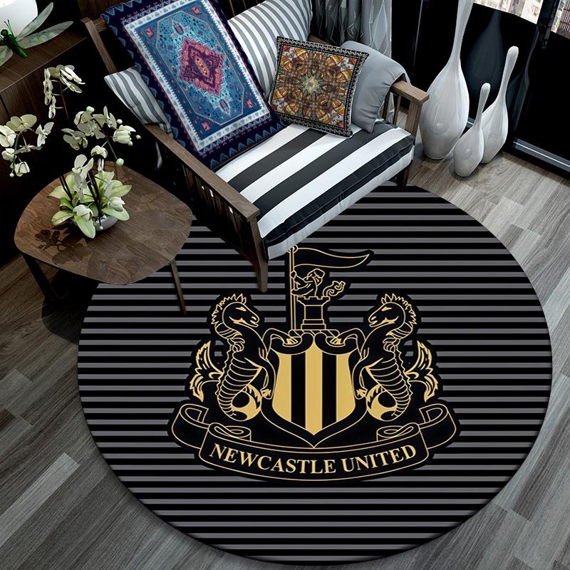 Newcastle United Round Area Rug,Carpet Rug for Living Room Bedroom Sofa Playroom Decor,Non-slip Floor Mat
