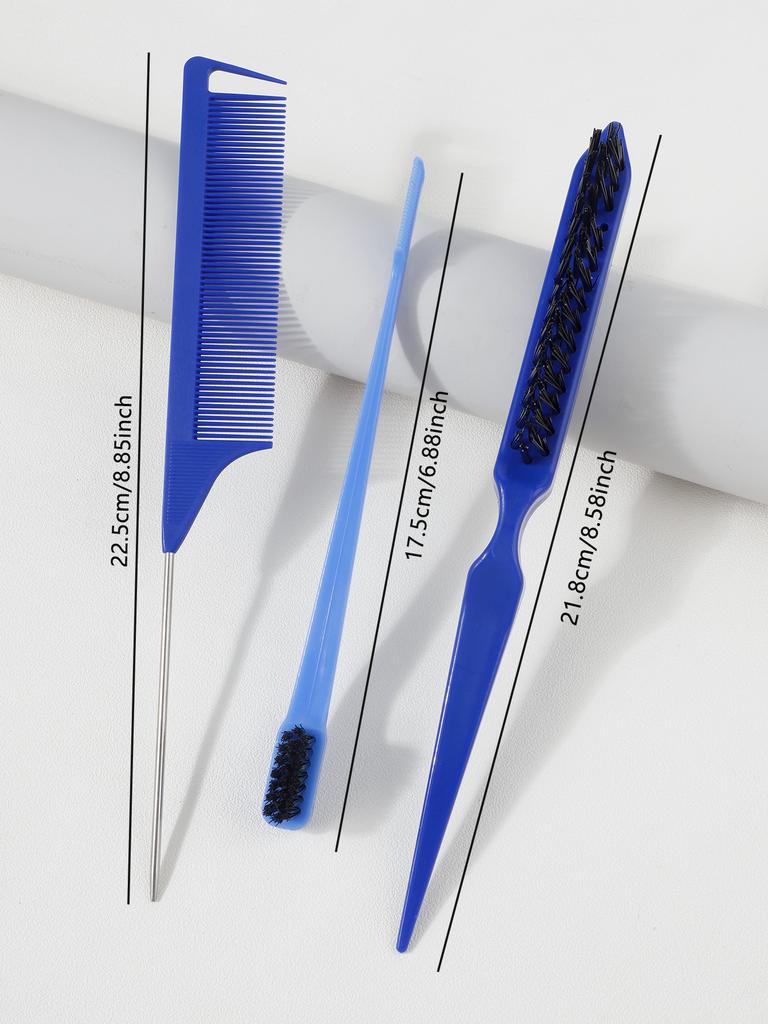 3Pcs Stainless Steel Rat Tail Comb Edge Control Hair Brush for Women's Back Brushing, Hair Brushing, Braiding & Smoothing