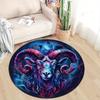 Crystal Velvet Round Area Rug - Mysterious Constellation Goat Print Non-Slip Carpet for Bedroom, Living Room, Home Decor, 100% Polyester, Be
