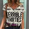 Women Print V Neck Short Sleeve Casual Loose Tunic Tops