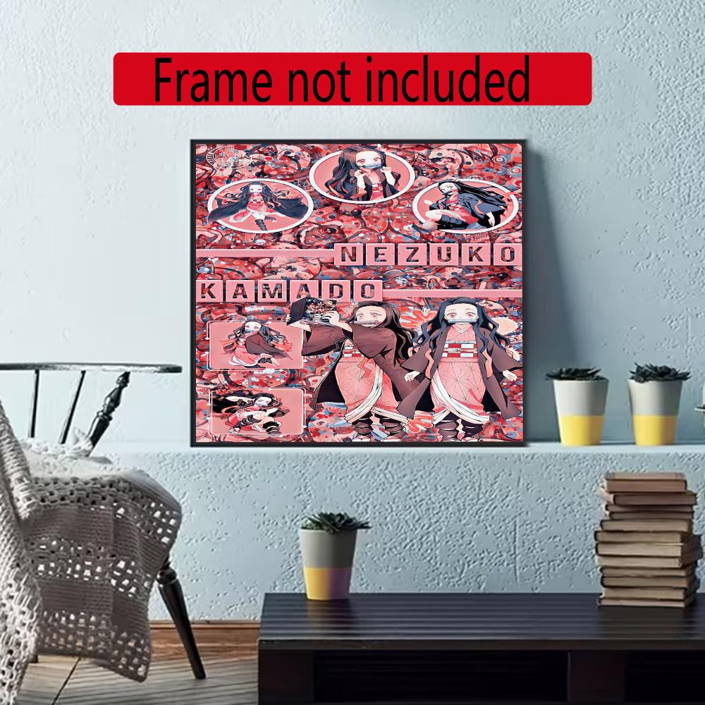 Nezuko Kamado Collage 5D Diamond Painting Round Diamond Rhinestones Mosaic Diamond Embroidery Wall Paintings Rhinestones Gift Frameless