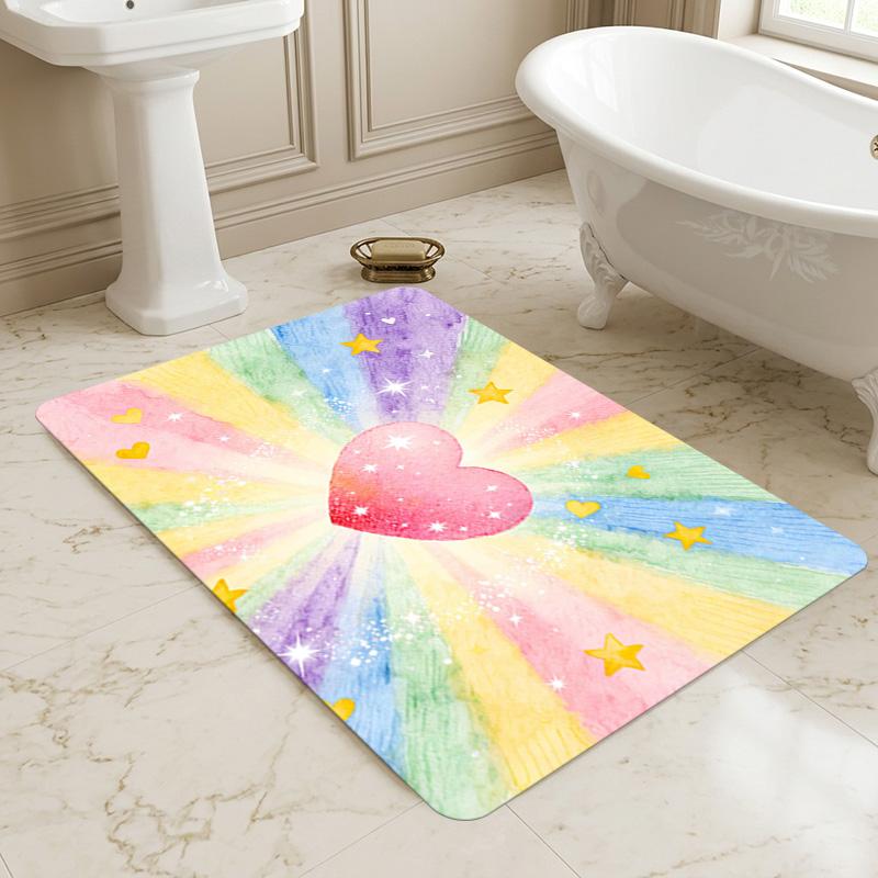 Rainbow Heart Living Room Nonslip Area Rug Soft Carpet For Bedroom Game Playroom Sofa Office Home Decor Doormat Christmas Gift C929546