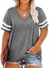 Damen Übergröße S-8XL Lässiges V-Ausschnitt Kurzarm Einfarbig Lockeres T-Shirt Sport Outdoor Oberteil Damenbekleidung