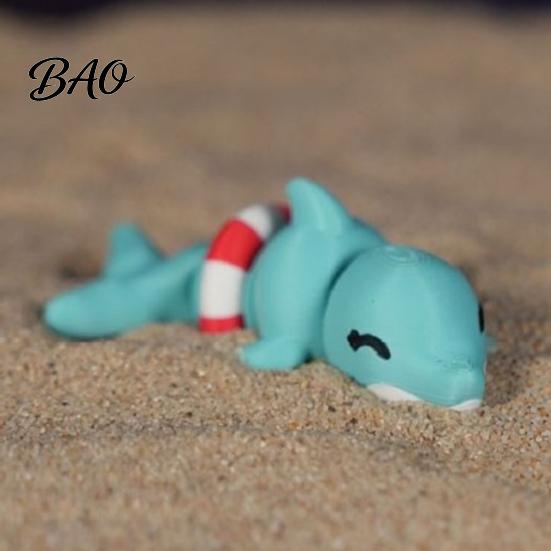 Swimming Ring Dolphin Decor 3D Printed Articulated Figurine, Swim Fidget Toy, Backpacks Pendant Flexible Joints for Backpack Handbag Purse Charm Toy