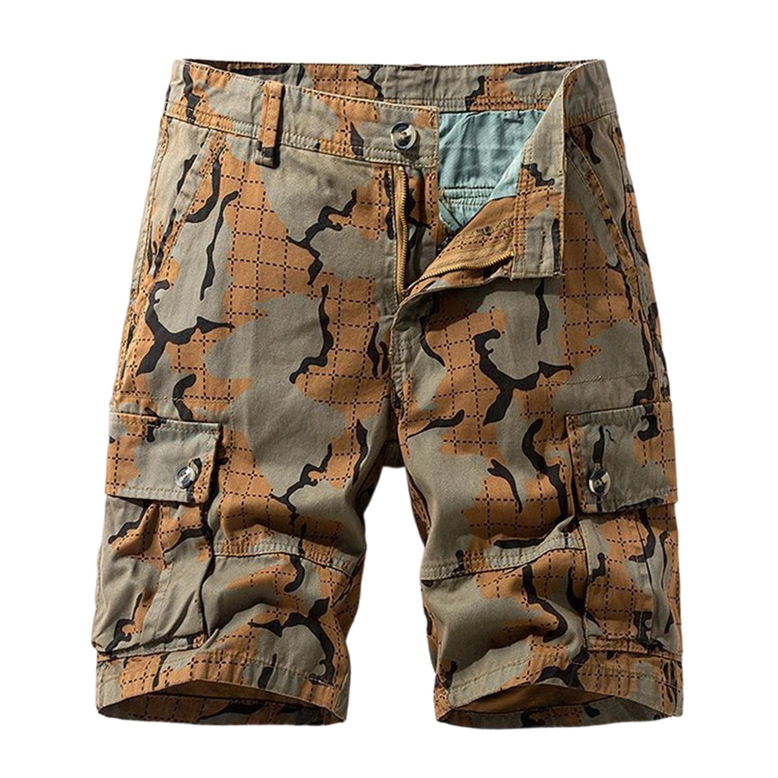Men’s Cotton Cargo Shorts Relaxed Fit Multi Pocket Outdoor Casual Shorts Breathable Fabric for Daily Wear XXL кофейный
