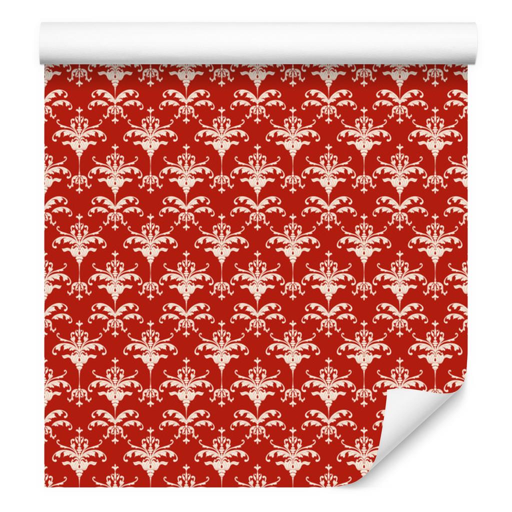 Christmas Damask Wallpaper Red and Coral 50x1000