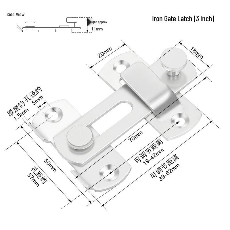 Dinite Черная нержавеющая сталь Противоугонный задвижной дверной замок
