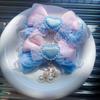 2PCS fabric girl bow handmade hair clip cute double ponytail children's pair clip edge clip dopamine headband