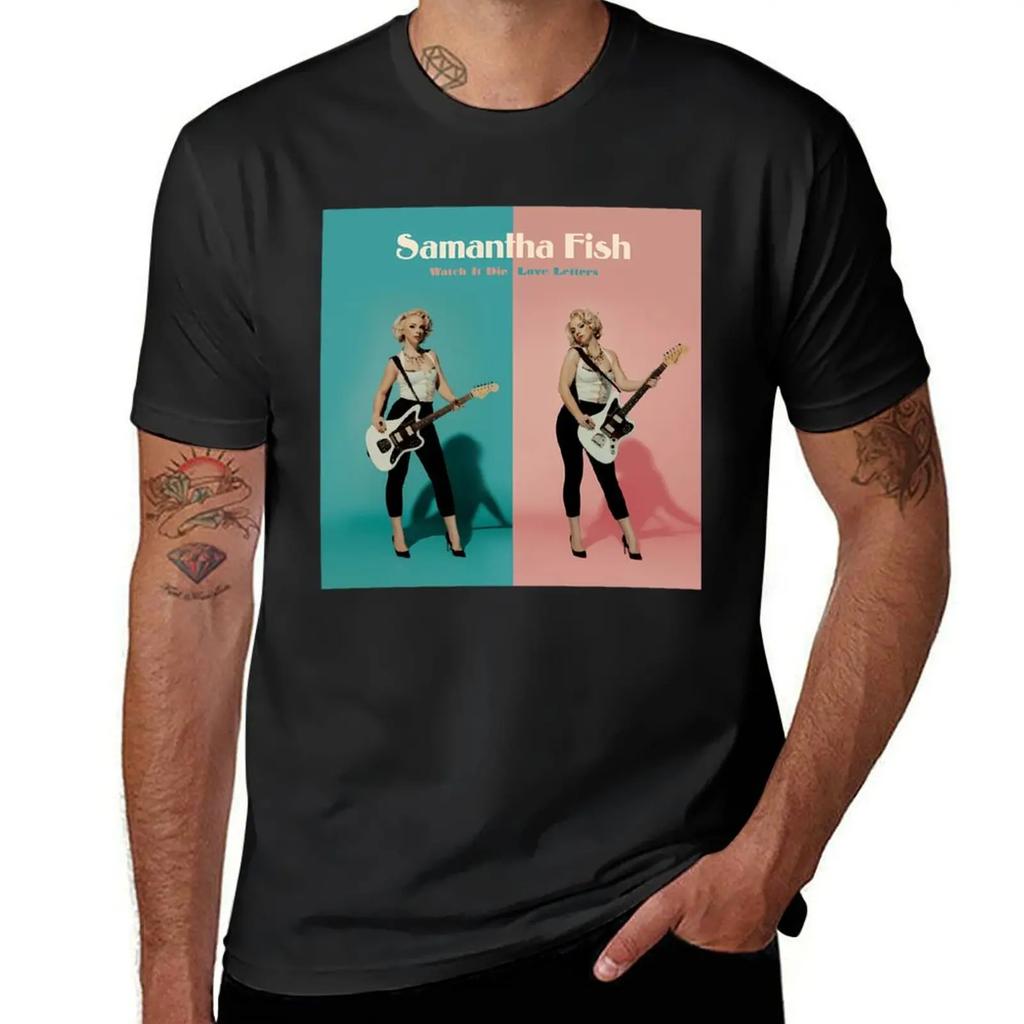 Samantha Fish Musica Cantante Band Maglietta neri taglie forti top magliette magliette grafiche ragazzi bianchi Maglietta in cotone da uomo