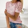 Summer New Wish Loose Casual Floral Trim Hollow Out Short Sleeve T-Shirt Women's Clothing