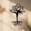 Metal Tree Wall Art Woman Sculpture 11.81 inch Indoor Outdoor Farmhouse Home Decor Living Room Office Patio Balcony Intricate Branch Design