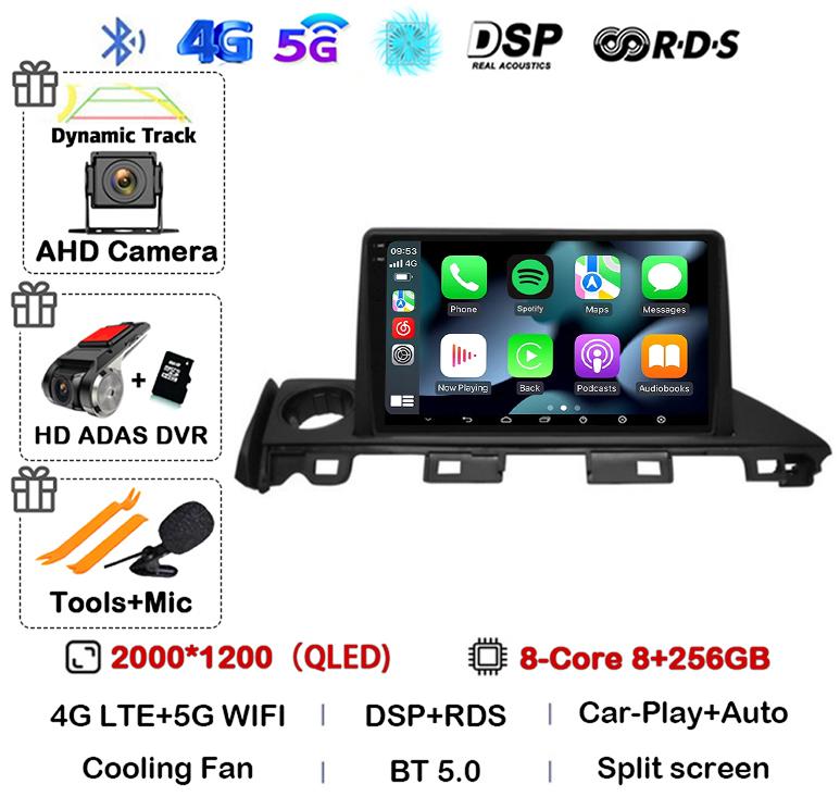 Android 14 Carplay Auto Car Radio For Mazda 6 Atenza 3 2016 2017 2018 GPS 4G+WIFI Video Player Multimedia Stereo Head Unit QLED