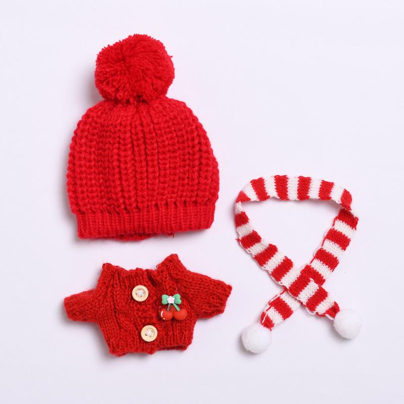 

Doll Clothes For Liila Luck Cat 16Cm Doll Button Sweater And Woolen Hat Set For Liila Luck Cat 16Cm Doll красный