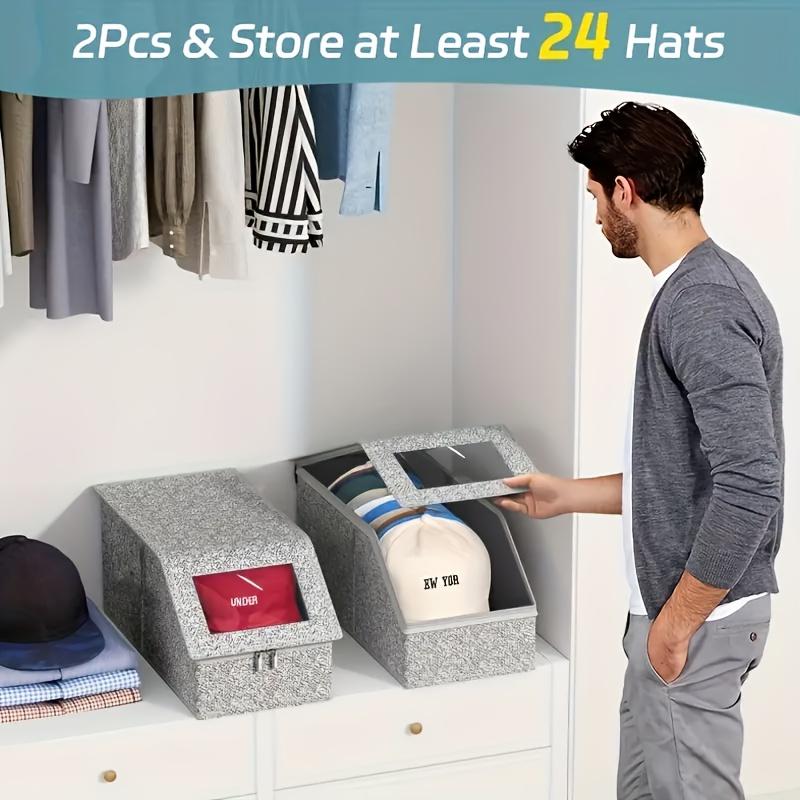 Stackable Hat Container Ventilated Cap Organizer Baseball Cap Organizer with Transparent Window Dust-proof Hat Storage for Caps