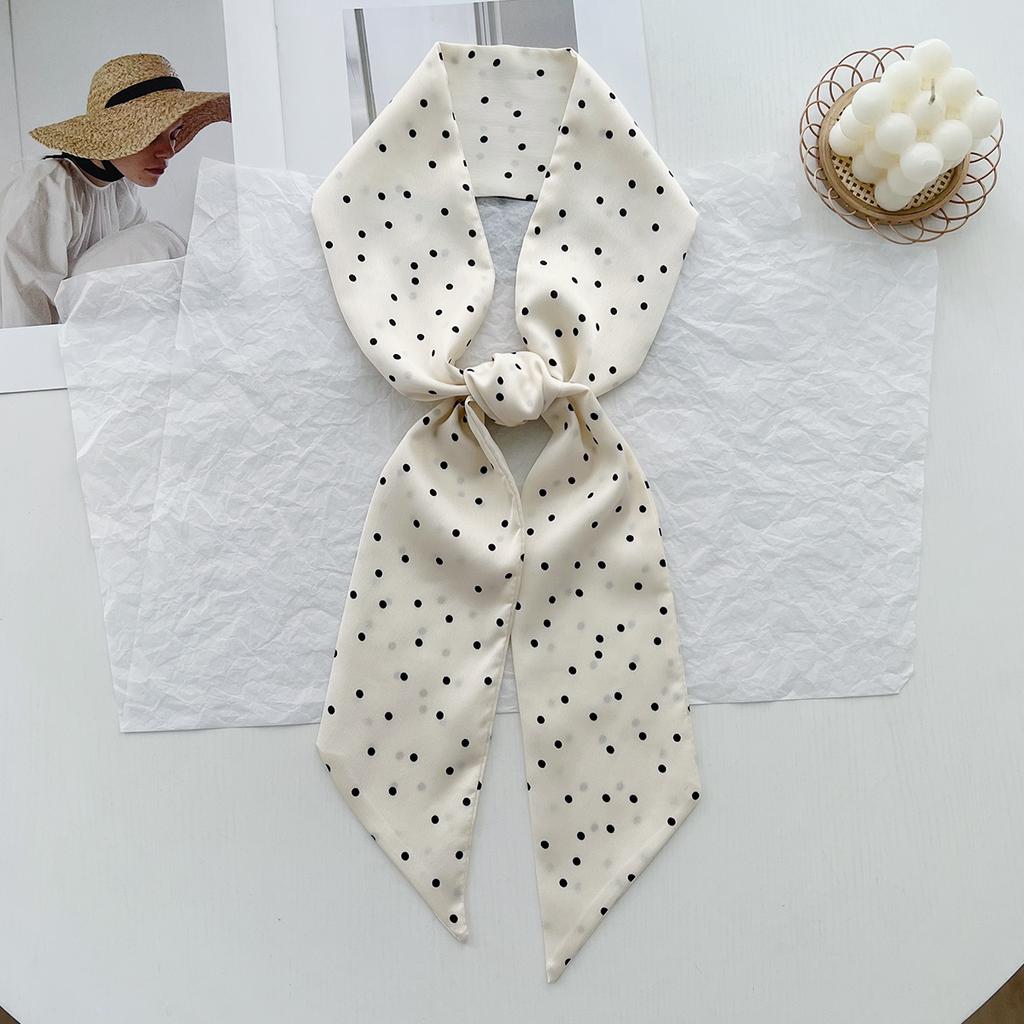 Thin And Narrow Polka Dot Silk Scarf, Small Long Headband, Tied Bag, Women'S Spring And Summer Thin Style With Suit Shirt, Foreign Style Scarf.
