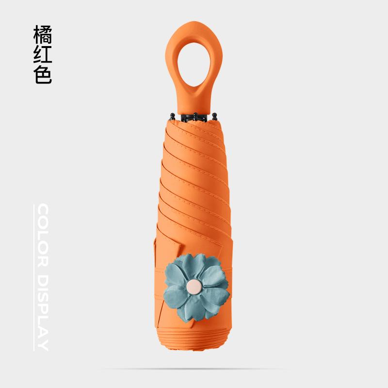 New 50% Off Six Bones Hand Open Vinyl Fabric Sunscreen Umbrella Love Handle Fashion Umbrella Climbing Flower Umbrella