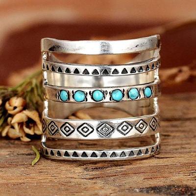 Women's Multilayer Ring Band Exquisite Engagement Wedding Rings Ethnic Anniversary Birthday Christmas Gift Jewelry