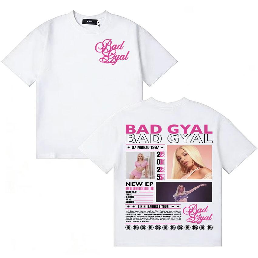 Rapper Bad Gyal Trendy Album 2025 Graphic TShirt Unisex Women Vintage High Quality Short Sleeve Tee Shirt Hip Hop Cotton Tshirts
