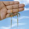 Temperament Personality Gold Color Sun Silver Color Moon Geometric Rivet Tip Cone Dangle Earrings for Women Halloween Jewelry