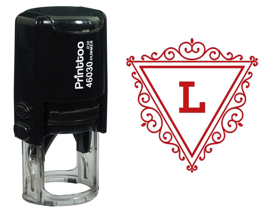 Printtoo L Alphabet Swirl Border Triangle Monogram Initial Self Inking Rubber Stamp Office