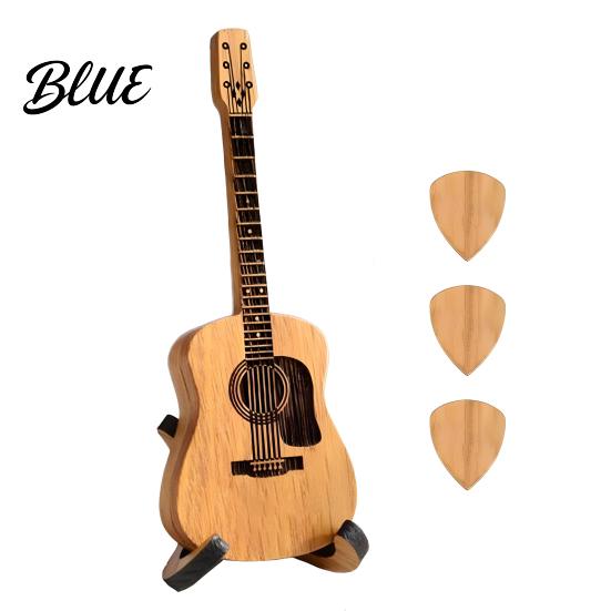 Guitar Pick Display Stand Holder with Stand Wooden Plectrum Handmade Wood Miniature Shape Organizer for Lovers Case