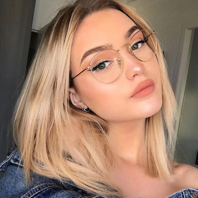 Vintage Round Glasses Clear Lens Fashion Gold Round Metal Frame Glasses Optical Men Women Eyeglass Frame Fake Glasses