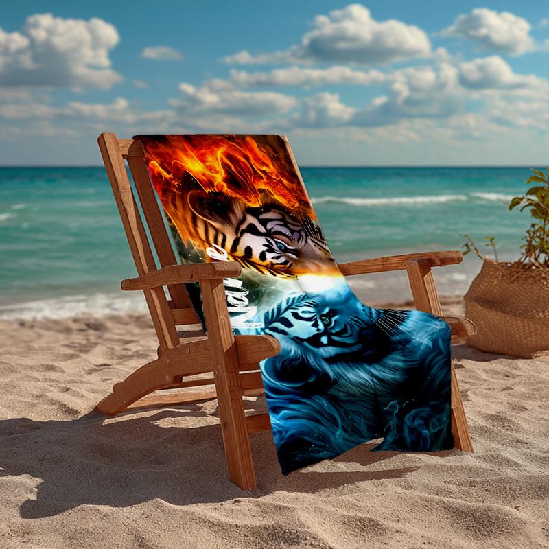 Custom Name Ultra-Soft Beach Towel with Tiger Theme,Ideal for Pool - Camping, Diving - Perfect Travel Essential, Vibrant Beach Towel.