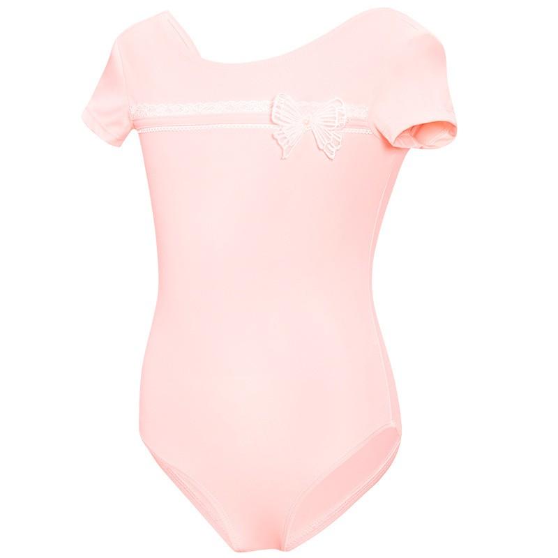 Girls Short Sleeve Ballet Leotard Kids Dance Practice Gymnastics Bodysuit Chinese Exams