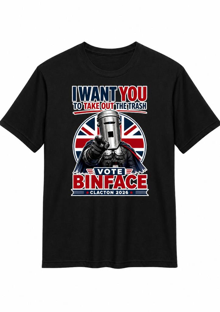 Vote Binface Clacton ByElection Tee Anti Farage Funny Binface Unisexs T Shirt Vote Binface Political Satire British Humour Gift