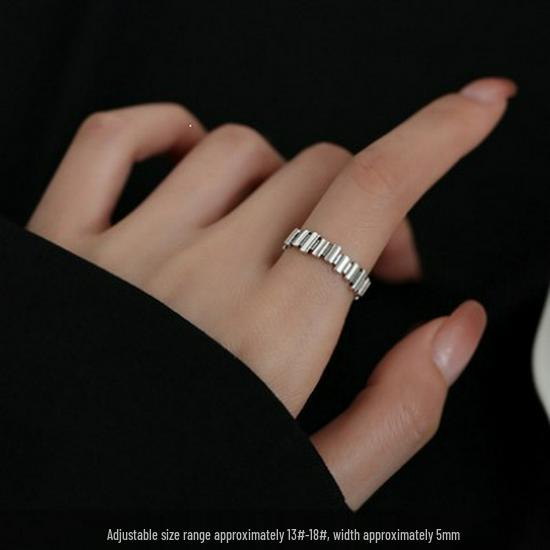 S925 Silver-Plated Geometric Open Ring – Women's Light Luxury Pinky or Index Finger Band with High-End Niche Design
