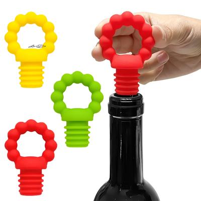 1 bouchon de bouteille de vin réutilisable en silicone, joint hermétique, conservateur de vin d'hiver, bouchon sûr en liège pour décoration de fête