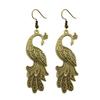 Peacock Enamel Charm Dangle Earrings Colorful Boho Bird Drop Earrings Ethnic Vintage Peacock Jewelry